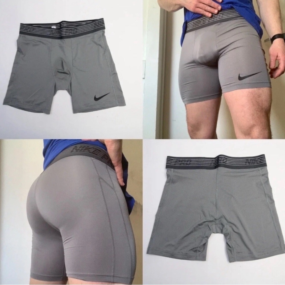 Nike Gray Men’s Compression Shorts Moisture-Wicking PerformanceJOCK GYM GEAR EUC